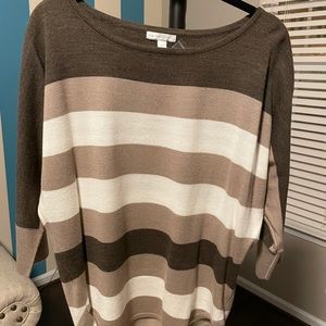 BrownTan/White Casual Sweater